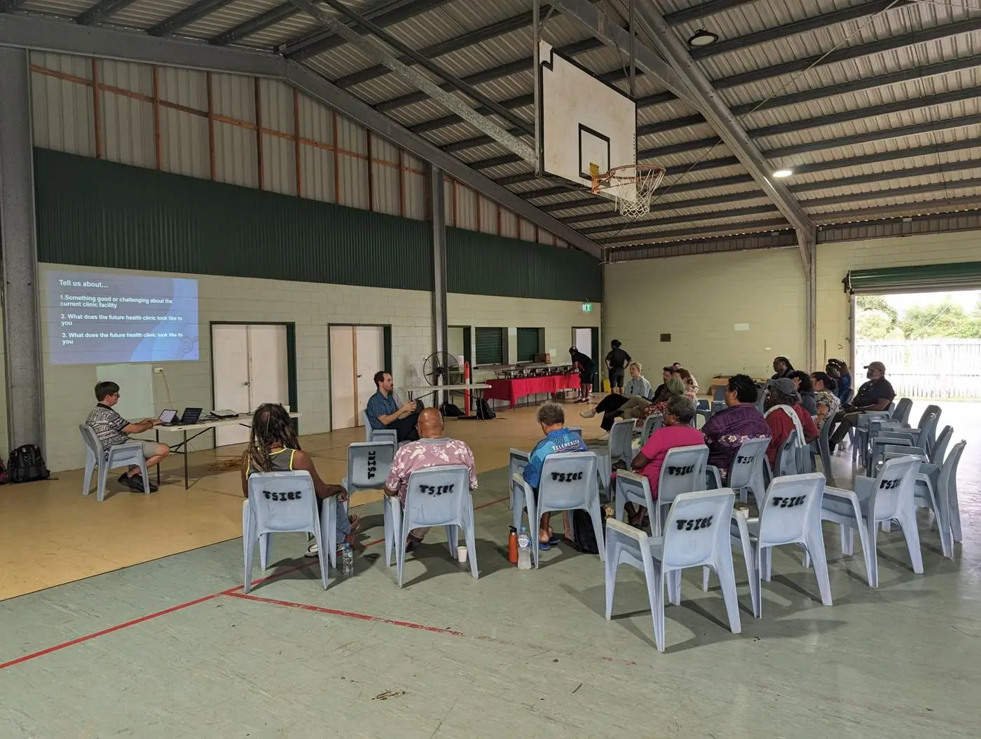 Community consultation in the hall on Badu Island, Torres Strait